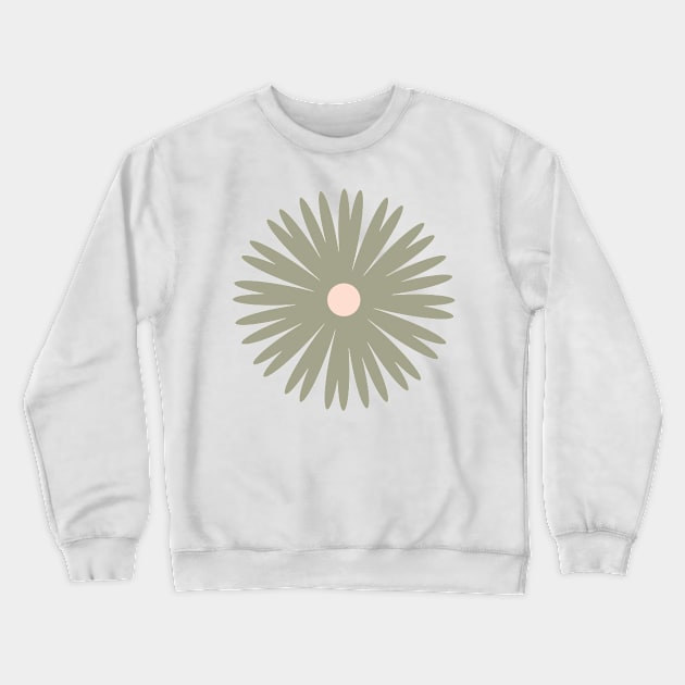 Flower 1, Minimalist Abstract Floral in Green and Peach Crewneck Sweatshirt by tramasdesign